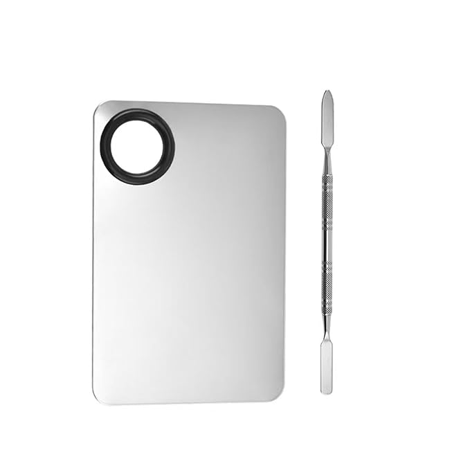 1 Set of Portable Small Square Makeup Mixing Palette, With Stainless Steel Durable Spatula Rod for Liquid Cream Foundation Mixing Tray Beauty Tools (Small square color palette)