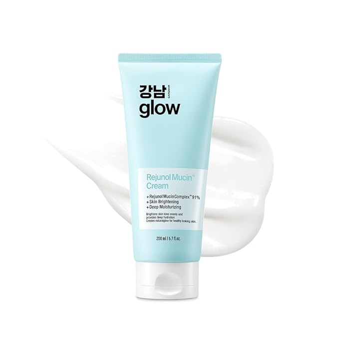 GANGNAM GLOW Rejunol Mucin PDRN Facial Cream 6.76 floz - 91.5% Snail Mucin Moisturizer with Hyaluronic Acid & Panthenol I Korean Skin Care I Face Moisturizer for Women | Salmon DNA