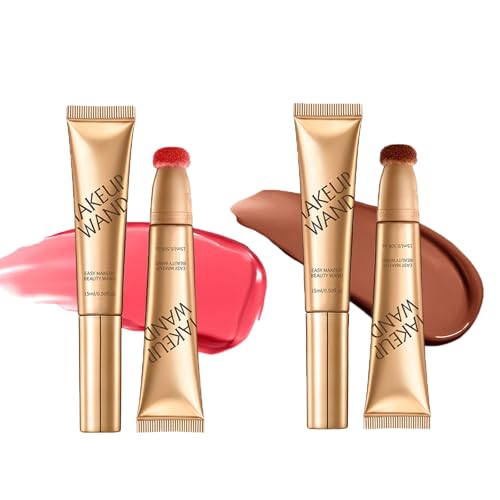 Contour Wand & Blush Wands Duo - Blush, 2 In 1 Liquid Contours Duo for Women with Applicator, Cream Beauty Stick Makeup (Blush03+Wand02)