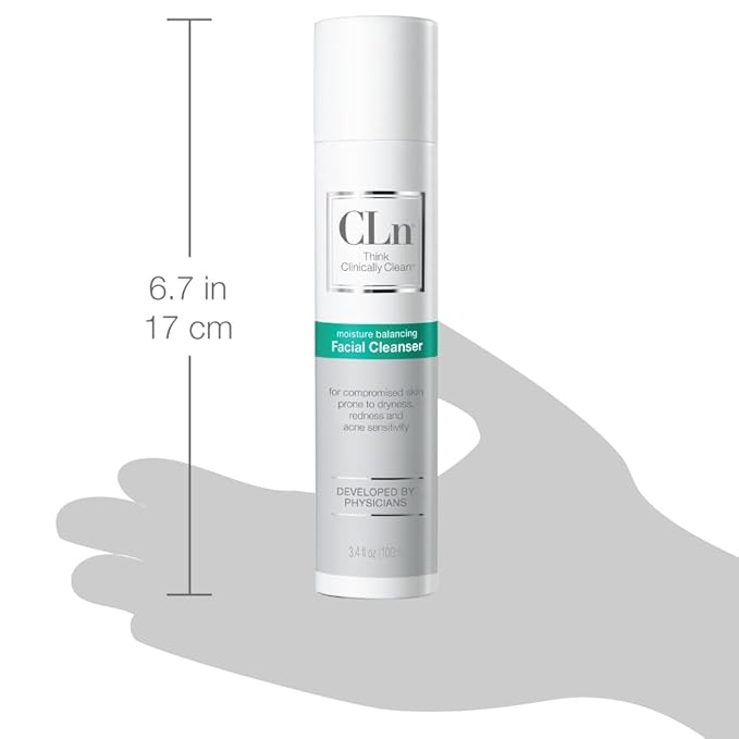 CLn® Facial Cleanser - Hydrating Facial Cleanser with Glycerin, For Skin Prone to Dryness, Eczema, Redness, Irritation & Acne Sensitivity, Fragrance-Free & Paraben-Free, 3.4 fl. oz. (Pack of 2)