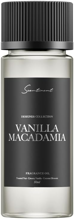 Scentiment Diffuser Oil – Vanilla Macadamia | Toasted Nut, Creamy Vanilla & Coconut Fragrance | Warm, Sweet Luxury Aromatherapy Scent for Home Diffusers – 1.69 fl oz (50 mL)