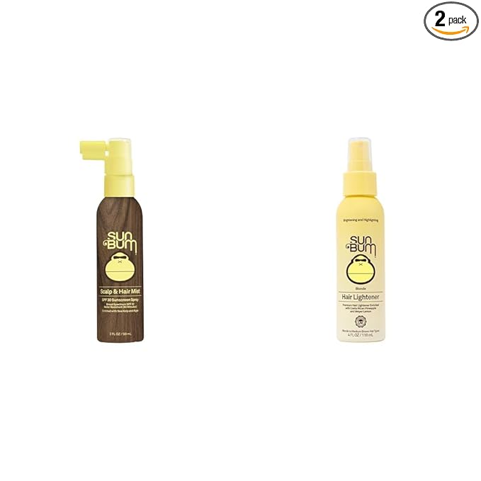 Sun Bum Original SPF 30 Sunscreen Scalp and Hair Mist 2 OZ Blonde Formula Hair Lightener 4 oz Spray Bottle Blonde Hair Types Bundle