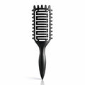 Curl Defining Brush for Curly Hair, Vented Detangling Hair Brush for Wet and Dry Styling, Curved Brush for Shaping and Smoothing Curl Clumps, Lightweight Hair Brush （Black）