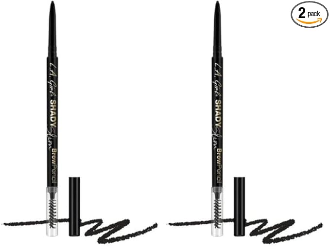 L.A. Girl Shady Slim Brow Pencil, Black GB360 (Pack of 2)