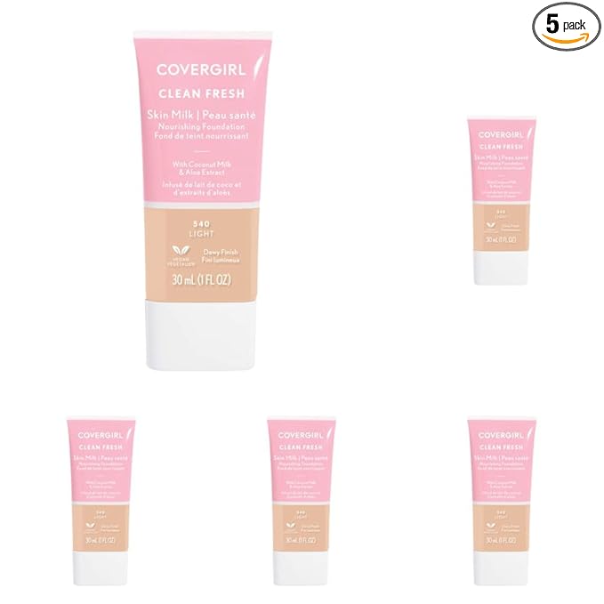 COVERGIRL, Clean Fresh Skin Milk Foundation, Light, 1 Fl Oz (Pack of 5)