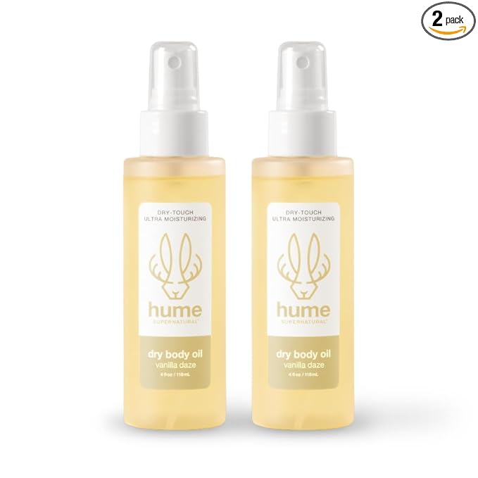 HUME SUPERNATURAL Dry Body Oil Spray - Moisturizing Oil for Dry Skin, After Shower Body Oils for Women and Men, Nourishing, Hydration, Glow, Vanilla Daze, 2-Pack