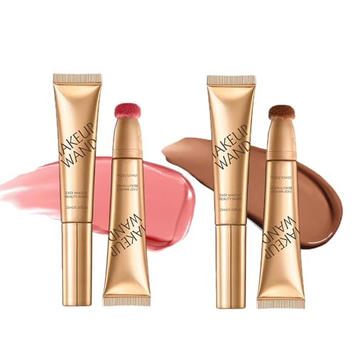 Contour Wand & Blush Wands Duo - Blush, 2 In 1 Liquid Contours Duo for Women with Applicator, Cream Beauty Stick Makeup (Blush01+Wand01)