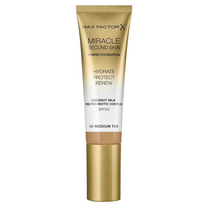 Max Factor Miracle Second Skin Foundation SPF 20-08 Medium Tan Foundation Women 1.01 oz
