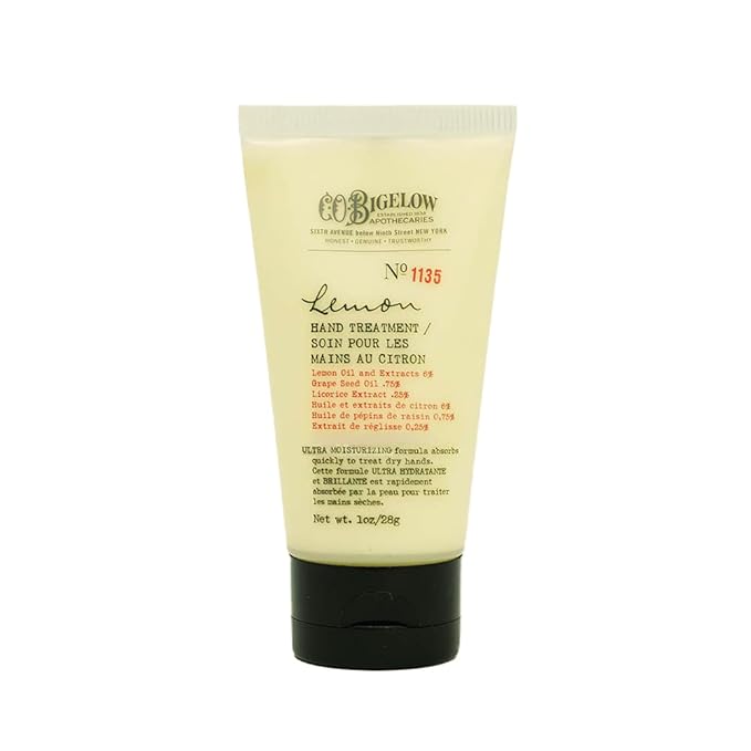 C.O. Bigelow Lemon Hand Treatment, Lotion for Dry Hands with Lemon Extract, Moisturizing Lotion and Hand Treatment, 1 oz