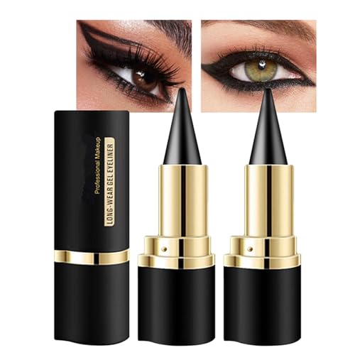 2Pcs Black Gel Eyeliner Pencil, Halloween Makeup Waterproof Long Wear Natural Eye Lip Face Paint Stick Smudge Proof Matte Liquid Eyeliner Cream Black Smokey Eye Liners Eyeshadow Crayon