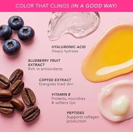 Doll 10 Peptide Plumping Satin Lip Stain– Hydrating Lip Tint w/Hyaluronic Acid & Peptides- Long-Lasting, Lightweight, Semi-Matte Finish- Clean -Cruelty/Paraben Free- .11oz- Satin Berry/Vibrant Pink