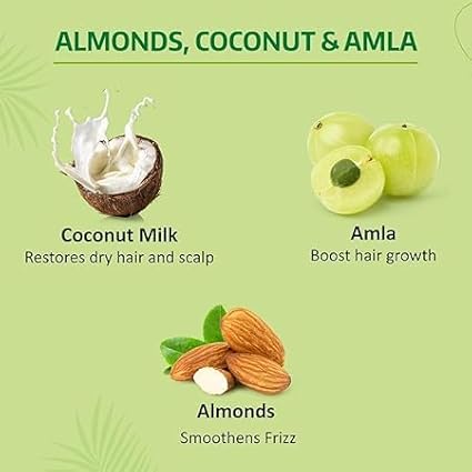 Nyle Naturals Anti-Hairfall Shampoo, With Coconut Milk, Badam and Amla, Gentle & Soft Shampoo, pH Balanced and Paraben Free,For Men and Women, 800ml