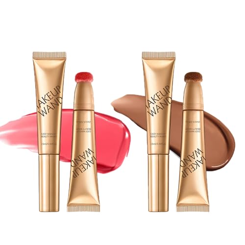 Contour Wand & Blush Wands Duo - Blush, 2 In 1 Liquid Contours Duo for Women with Applicator, Cream Beauty Stick Makeup (Blush03+Wand01)