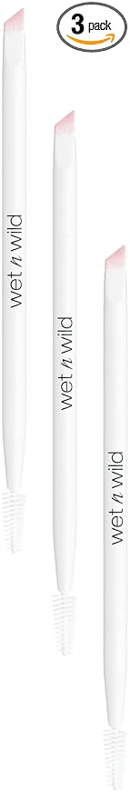 wet n wild Eyebrow and Liner Brush, Soft Fibers, Pack of 3 | Flat Angled | Ultra-Thin Precision