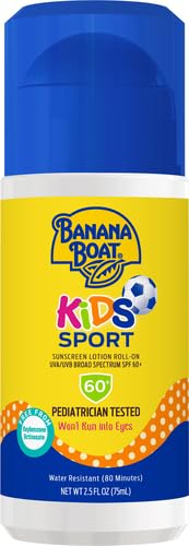 Banana Boat Sport Kids Sunscreen Roll On Lotion SPF 60, 2.5oz | Travel Size Sunscreen for Kids Roll On, Childrens Sunblock SPF 60, 2.5oz (Pack of 12)