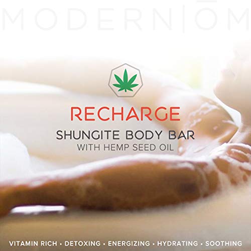 Modern ŌM Shungite Recharge Bar Soap | Vegan, Non-GMO Soap for All Skin Types Face and Body | Made In U.S.A (1 Count (Pack of 2))