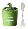 P.CALM Holy Basil Bubble Deep Mask + BRUSH – Holy Basil & Carbonated Water for Cleansing Pores & Blackheads, Korean Clay to Bubble Wash-Off Pack, Stocking Stufffers (90g / 3.17 oz)