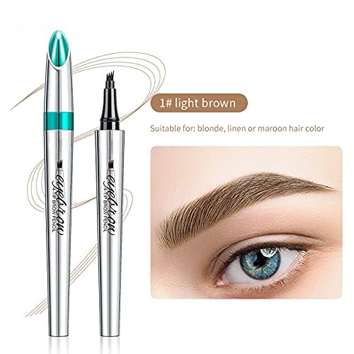 Pencil Eyebrow Microblading Pen - Eye Makeup Eyebrow Pen Micro 4 Point Brow Lift & Snatch Long-Lasting Waterproof Natural Eyebrow Hair (01 Light Brown)