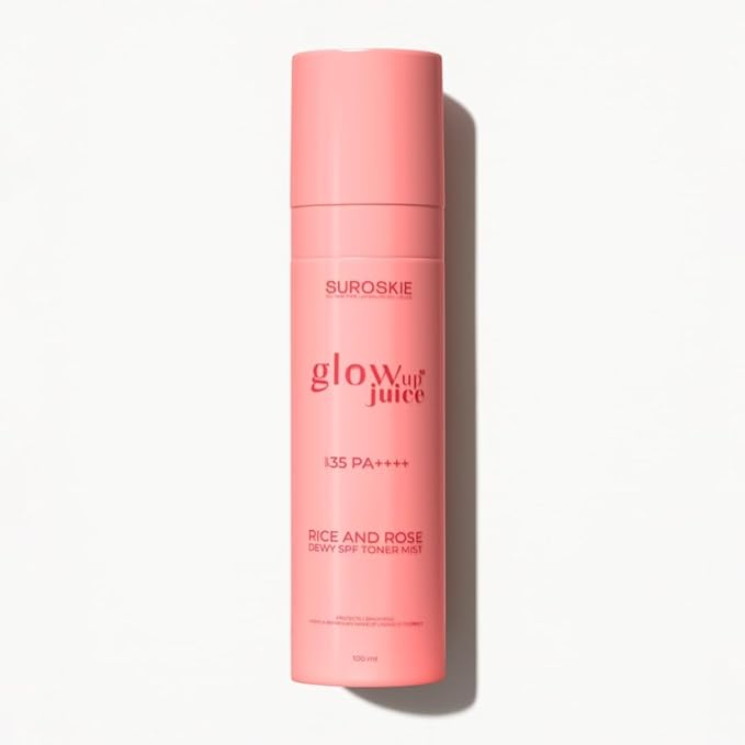 Suroskie Glow Up Juice Spf 35 Pa++++ 100Ml | Rose & Rice Toner Korean Skincare For Glass Skin | Uv Rays Protection | Brightens & Smoothens | Dewy Mist For All Skin Types | Dermatologically Tested