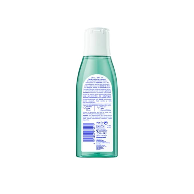 NIVEA Derma Skin Clear Toner/Cleansing Lotion for Skin Prone to Imperfections, 200 ml – a gentle facial toner designed to help balance, cleanse, and refresh look prone to blemishes and excess oil