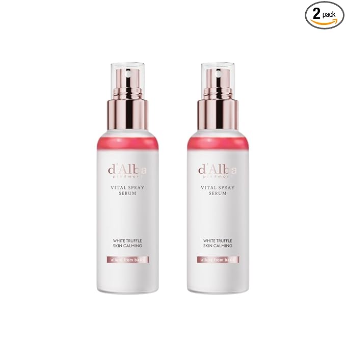 [2 Bottles] d'alba Piedmont Italian White Truffle Vital Spray Serum, Vegan Skin Care, Calming and Hydrating Facial Mist for Red and Sensitive Skin, Glow, Korean Skincare (total 6.76 fl oz.)