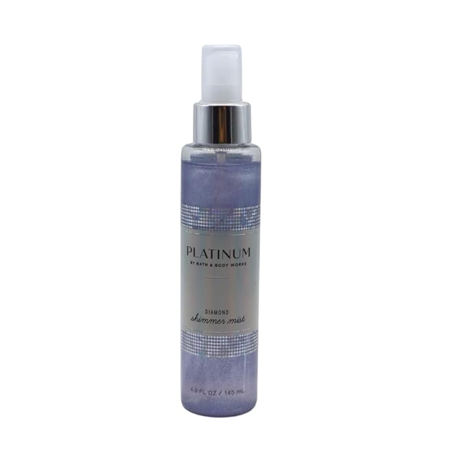 Bath & Body Works PLATINUM Diamond Shimmer Mist & Ultimate Hydration Body Cream 2pc bundle with a Blue Bow for Holidays & Gifts