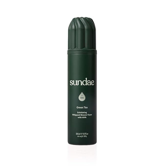sundae Exfoliating Whipped Shower Foam Green Tea Foaming Body Wash with Glycolic Acid AHA for All Skin Types 8.9 fl oz, 265ml