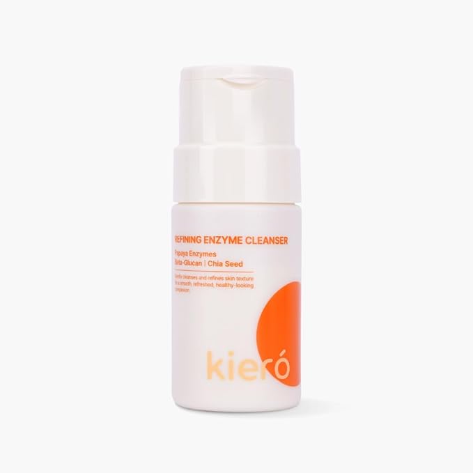 Kiero Refining Enzyme Cleanser - Foaming Enzyme Powder Face Wash with Papaya Enzymes, Chia Seeds & Beta-Glucan - Vegan Facial Cleanser with Gentle Exfoliation for Pore Buildup & Impurities (1.76 oz)