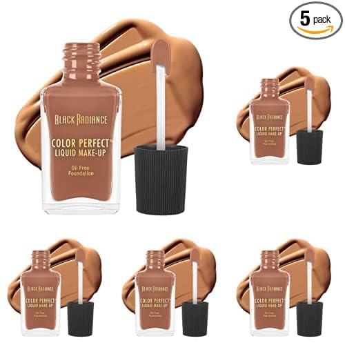 Black Radiance Color Perfect Liquid Full Coverage Foundation Makeup, Mocha Honey, 1 Ounce (Pack of 5)
