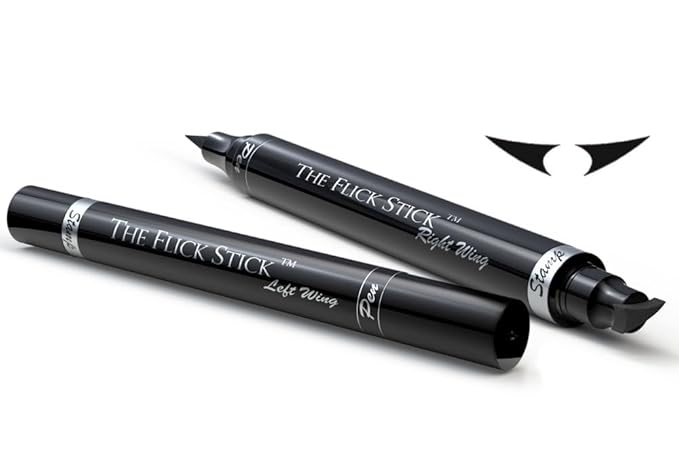 The Flick Stick Winged Eyeliner Stamp For Quick and Easy Cat Eye Makeup, SmudgeProof & Waterpoof Eye Liner Cat Eye Stencil Makeup Tool, Wingliner, Liquid Eyeliner Pens (8mm Mini, Midnight Black)