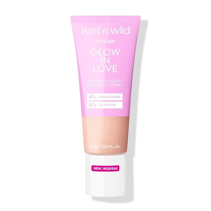wet n wild Mega Glo Liquid Highlighter, Sheer & Buildable 4% Niacinamide-Enriched Lightweight Radiance with 8% Glycerin, Vegan & Cruelty-Free - Glow In Love