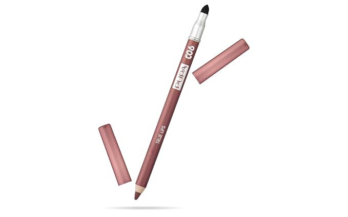 Pupa Milano True Lips Blendable Lip Contour Pencil - Dual-Ended Matte Lining Color and Brush - Creamy, Hydrating, High Pigment, Smudge Proof Formula - Paraben Free - 006 Brown Red - 0.042 oz