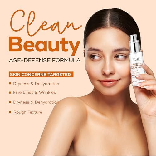 Skin Aesthetics Vitamin C Serum For Face - Dermatologist Tested - with Collagen For Dark Spots, Anti-Aging & Acne + Fine Lines & Wrinkles - Vegan, Clean Beauty Korean Skin care - Duo Pack
