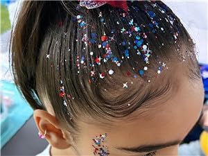 Go Ho Red White and Blue Body Glitter,4th of July Outfits for Women&Kids,Patriotic USA Flag Face Hair Glitter for Memorial Independence Day,Holographic Chunky Glitters Sequins,4th of July Accessories