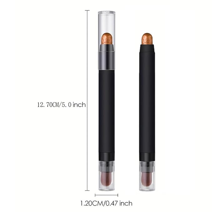 Shimmer Eyeshadow Stick –Copper Bronze Dual-Ended Creamy Pearl Eye Shadow Pencil with Built-In Smudger, Waterproof Long-Lasting High Pigment Eye Makeup for Smooth Glide 04#