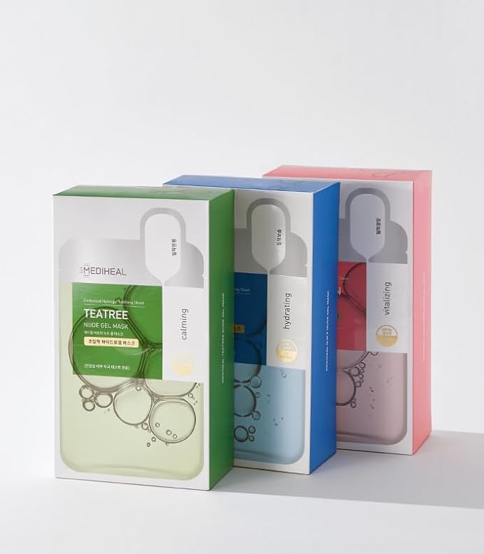 Mediheal NMF Nude Gel Mask 10 Pack Moisturizing Cooling Hydrating Transparent Hydrogel Patent Sheet