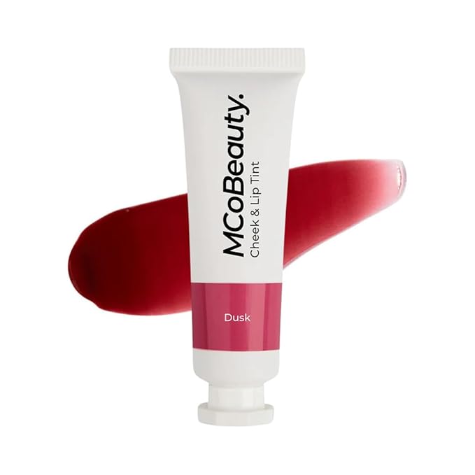 MCoBeauty Cheek and Lip Tint Dusk Cherry Red - Gel Cream Buildable Color Lip Stain and Blush for Women - Dewy Multi Use Tinted Lip Balm, Liquid Blush Makeup Vegan Cruelty Free - 0.34 oz