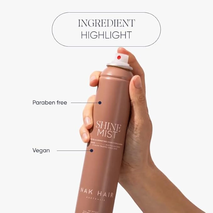 NAK Signature Shine Mist 150ml - Heat Protectant Hair Gloss & Smoothing Spray for All Hair Types with Dimethicone & Tri-Siloxane