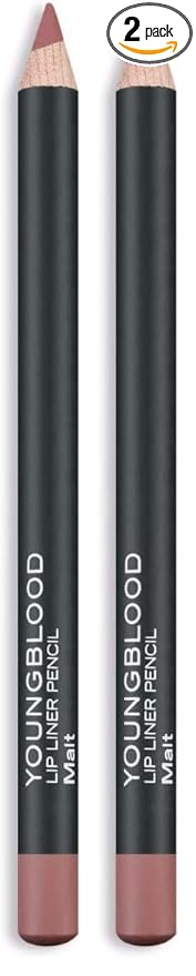 Youngblood Clean Luxury Cosmetics Lip Liner Pencil, Malt | Long Lasting Creamy Matte Lip Liner Pencil | Cruelty Free, Paraben Free, Gluten Free, Vegan (Pack of 2)