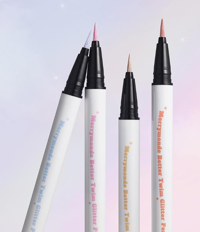 Merrymonde Better Twim Glitter Pen Eyeliner – Long-Lasting, High-Pigment, Vibrant Colors Eyeliner for Sparkling Eye Makeup (01 Pink)