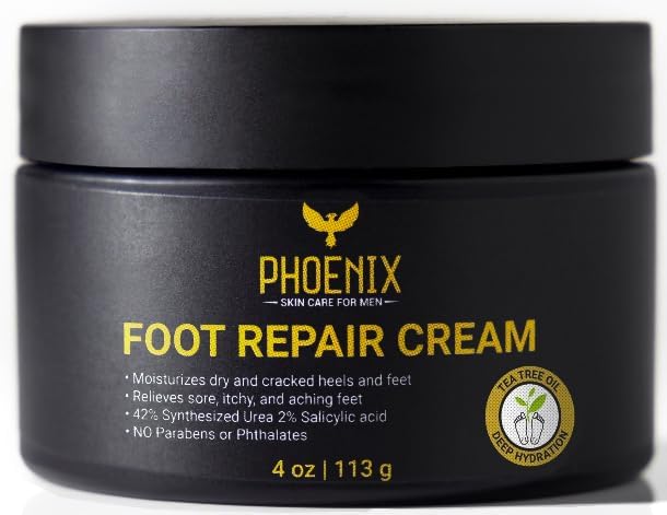 Foot Repair Cream - Callous Remover - For Dry and Cracked feet - Paraben free - Tea Tree Oil - 42% Urea Cream - for Soft Smooth Feet - Phoenix Skin Care for Men - Foot Cream for Men