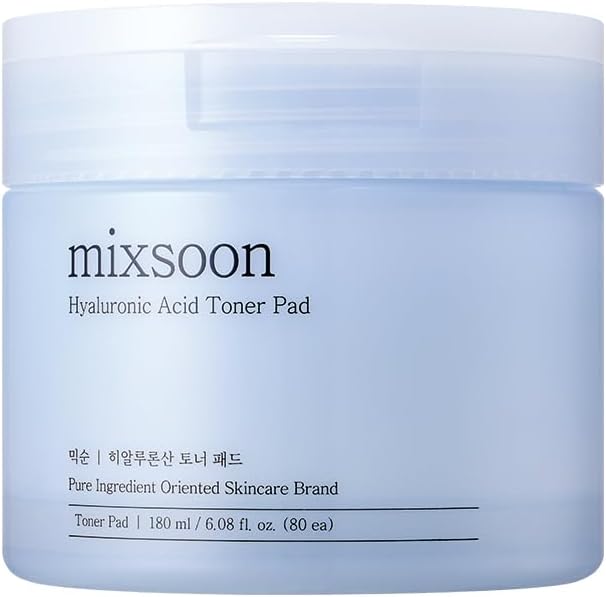 mixsoon Hyaluronic Acid Toner Pad - Deeply Hydrating and Refreshing Facial Pads, Triple Hyaluronic Acid Complex, Gentle Daily Care for Smooth Radiant Skin 180ml / 6.08 fl.oz. Korean Glass Skin Care