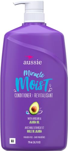 Aussie Miracle Moist with Avocado & Jojoba Oil, Paraben Free Conditioner, 26.2 fl oz (Pack of 2)