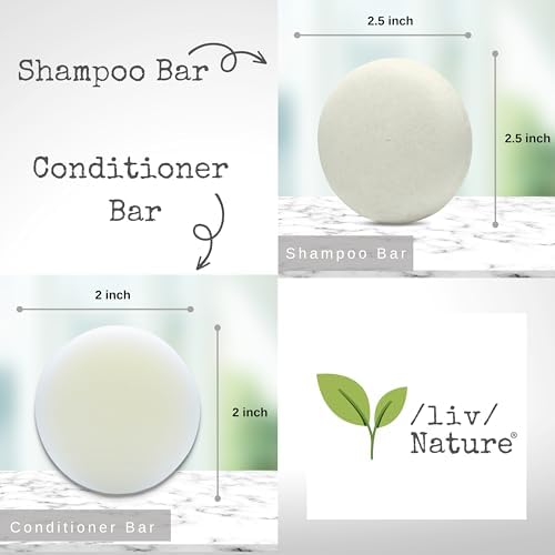 Shampoo Bar and Conditioner Set with Travel Case | Volume and Moisture for Dry Hair | Orange, Ylang Ylang, Argan Oil | Made in USA | 2-pk
