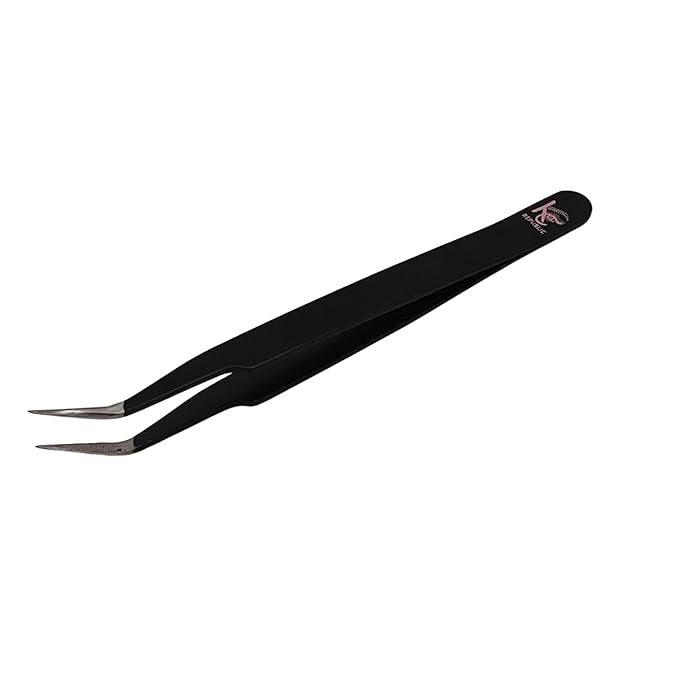 Eyebrow Extensions Kit with 2 Trays of Mink False Eyebrows in Black, Eyebrow Extension Glue Clear & Extension Tweezers, Comes on Mixed Length Trays 5-8 mm Mix (Black 2-Pack Tray, Tweezer)