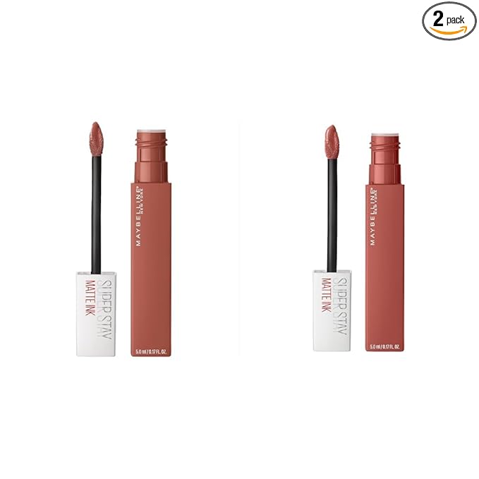 MAYBELLINE Super Stay Matte Ink Liquid Lipstick Makeup Long Lasting High Impact Color Up to 16H Wear Amazonian Nude Brown and Self-Starter Light Red