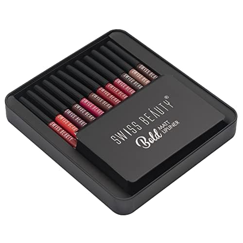 adceftp ty Bold Matte Lipliner Pencil Set | Long Stay | Smudge Free | Waterproof | Creamy Lip Liner Pencil| Multi Color, (1.6g x12) Pack Of 12