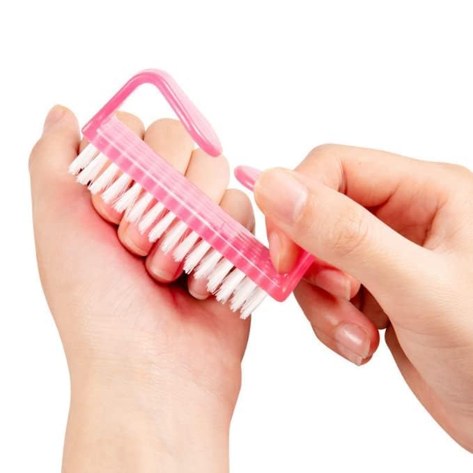 3Pcs Different Kinds of Fingernail brush with Plastic Handle Nail brush for cleaning Fingernails - Easy to use Nail Scrub brush - Nail Cleaner Nail brushes for Hands Feet(pink)