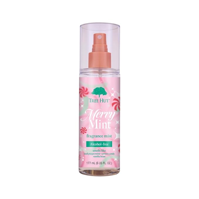 Tree Hut Merry Mint Hair & Body Mist, Spritz On for a Refreshed Feel or Layer with Your Favorite Scents, Versatile Body Spray, Limited Edition Holiday, 6 Fl Oz.