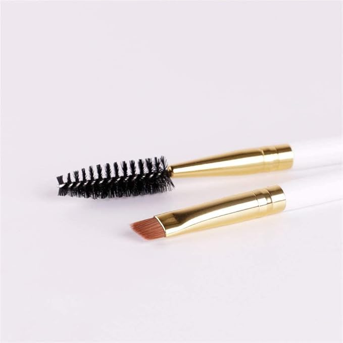 Docolor Eyebrow Brush Duo Eyebrow Spoolie Professional Angled Eye Brow Brush Perfect for Lining and Shaping Brows, Spoolie for Brows or Lashes White